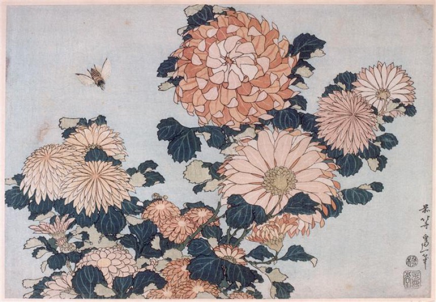 katsushika-hokusai_chrysanthemums-and-horsefly